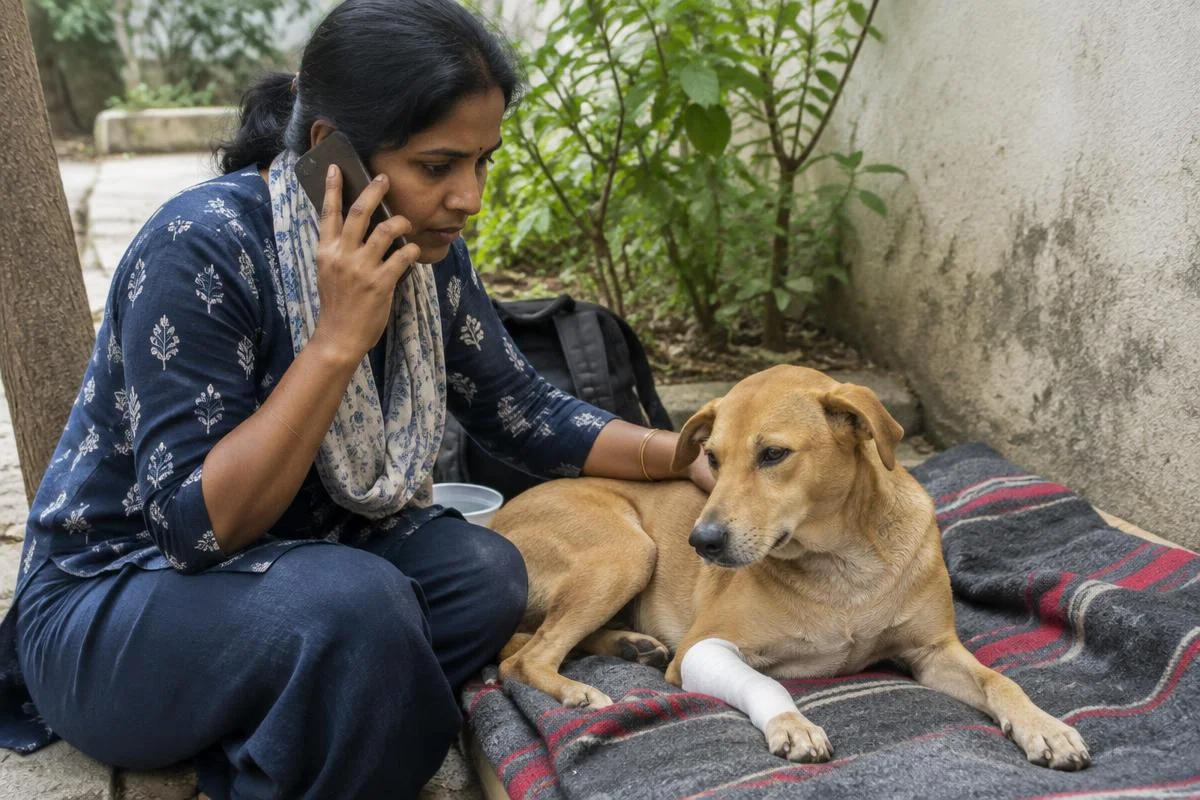 AI-generated awareness cover: An Injured Dog: Observe Safely, Get Qualified Help