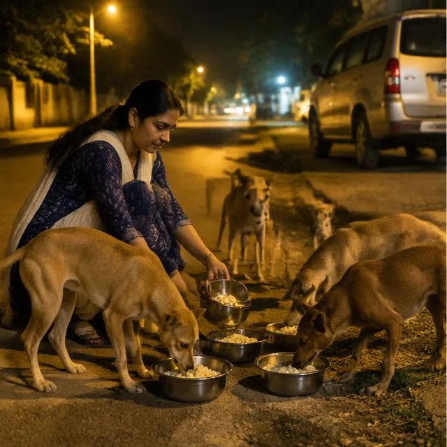 Night-time care, away from traffic — AI-generated campaign scene in India