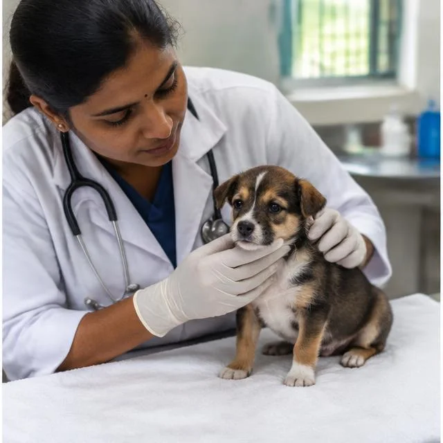 A puppy’s veterinary check — AI-generated campaign scene in India